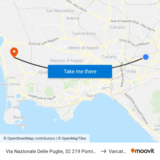 Via Nazionale Delle Puglie, 32 219 Pomigliano to Varcaturo map