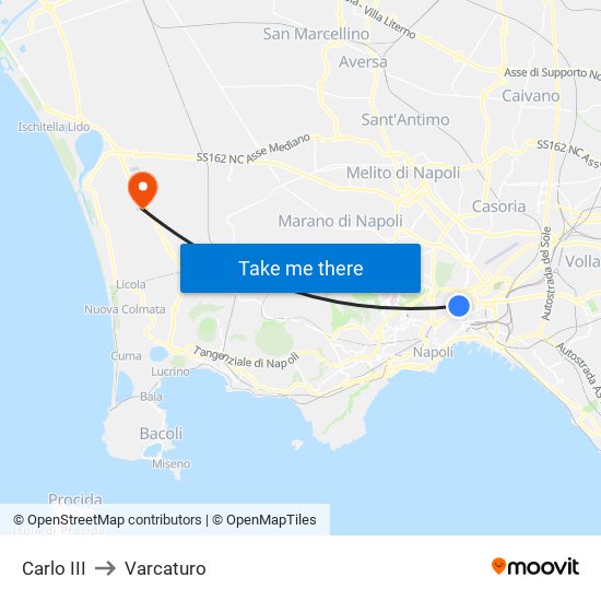 Carlo III to Varcaturo map