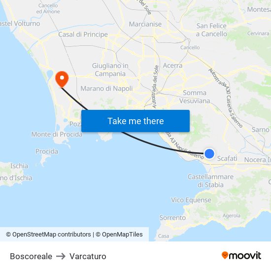 Boscoreale to Varcaturo map