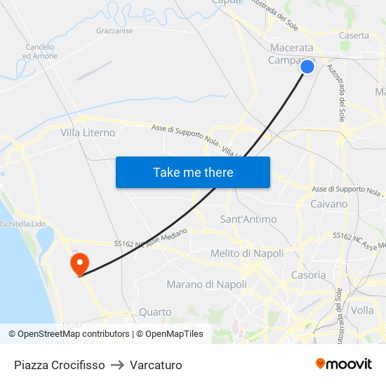 Piazza Crocifisso to Varcaturo map