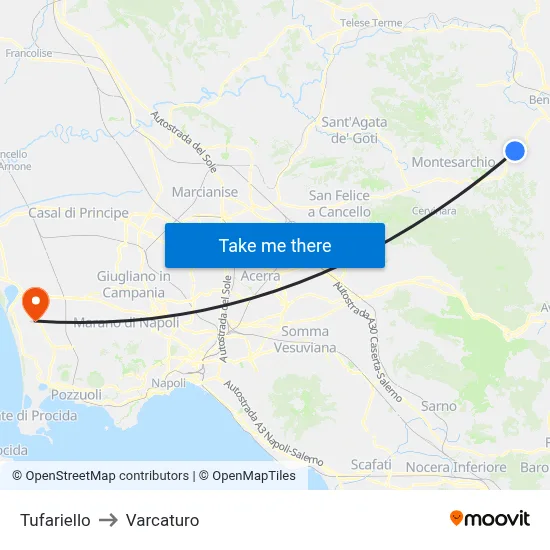 Tufariello to Varcaturo map