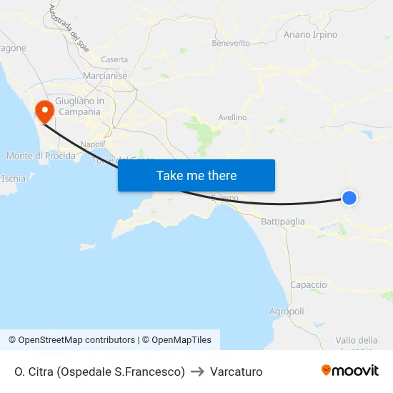 O. Citra (Ospedale S.Francesco) to Varcaturo map