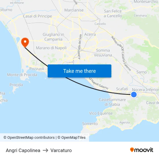 Angri Capolinea to Varcaturo map