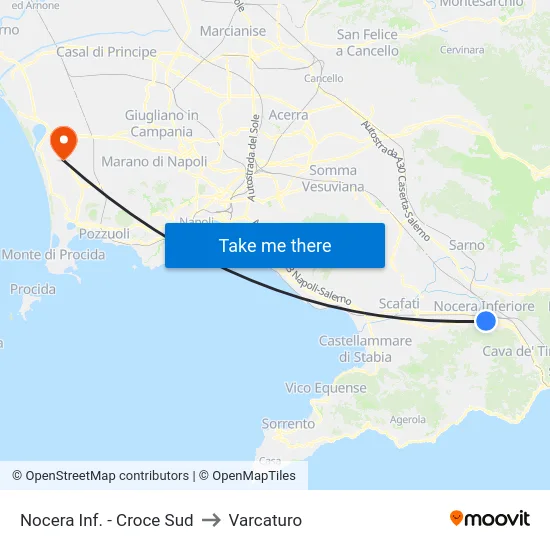 Nocera Inf. - Croce Sud to Varcaturo map