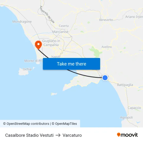 Casalbore Vestuti Stadium to Varcaturo map