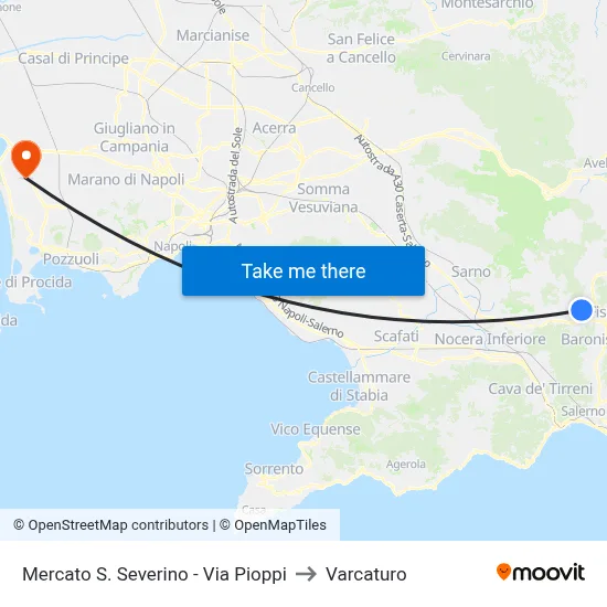 Mercato S. Severino - Pioppi Street to Varcaturo map