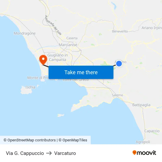Via G. Cappuccio to Varcaturo map