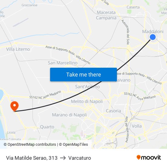 Via Matilde Serao, 313 to Varcaturo map