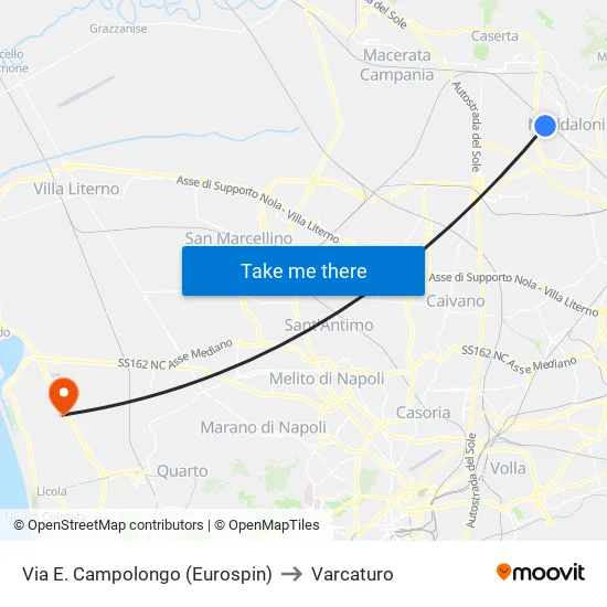 Via E. Campolongo (Eurospin) to Varcaturo map