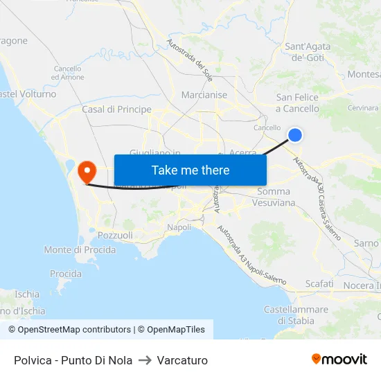 Polvica - Punto Di Nola to Varcaturo map