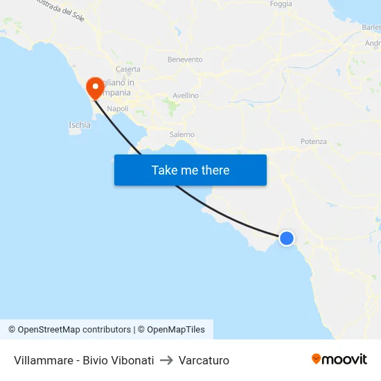 Villammare - Vibonati Junction to Varcaturo map