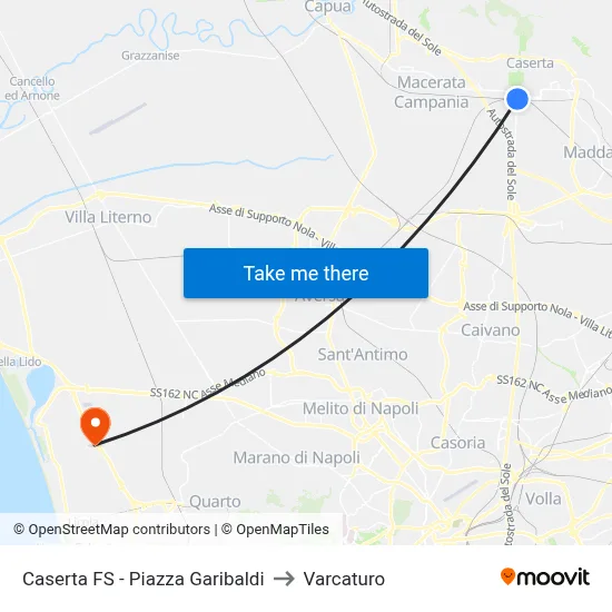 Caserta FS - Piazza Garibaldi to Varcaturo map