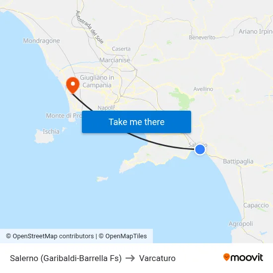 Salerno (Garibaldi-Barrella Fs) to Varcaturo map