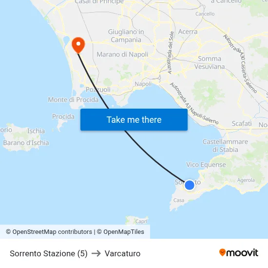 Sorrento Station (5) to Varcaturo map