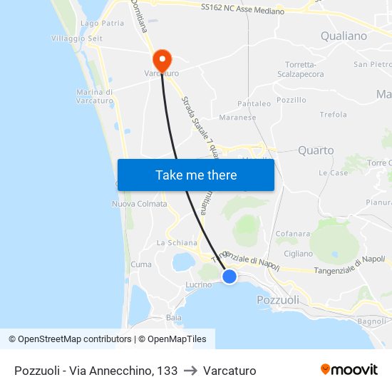Pozzuoli - Via Annecchino, 133 to Varcaturo map