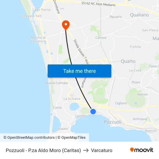 Pozzuoli - P.za Aldo Moro (Caritas) to Varcaturo map