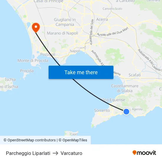 Liparlati Parking to Varcaturo map