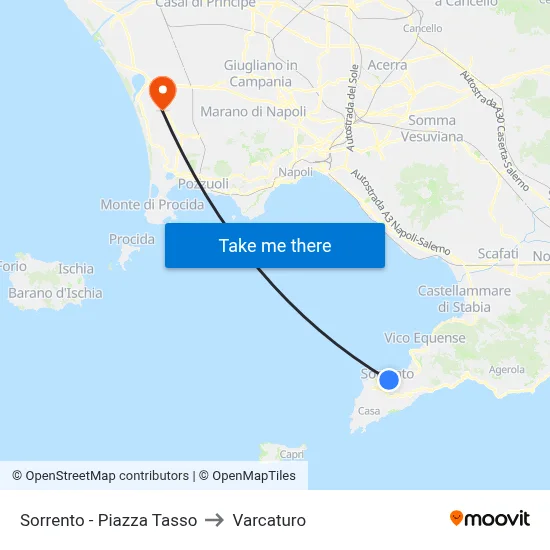 Sorrento - Piazza Tasso to Varcaturo map