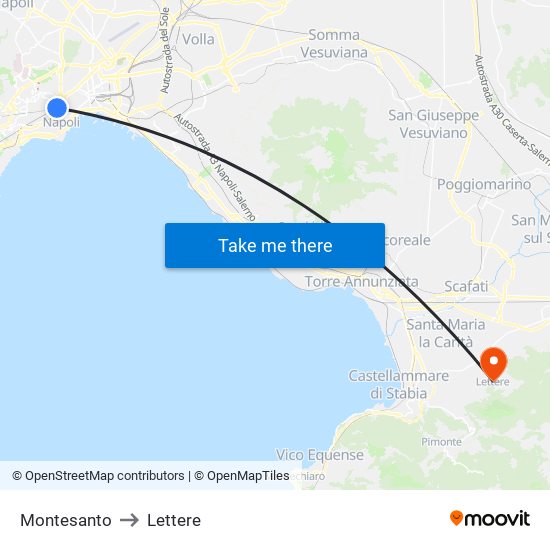 Montesanto to Lettere map