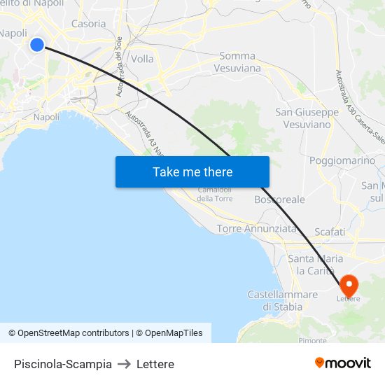 Piscinola-Scampia to Lettere map
