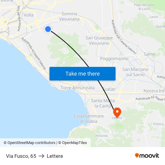 Via Fusco, 65 to Lettere map