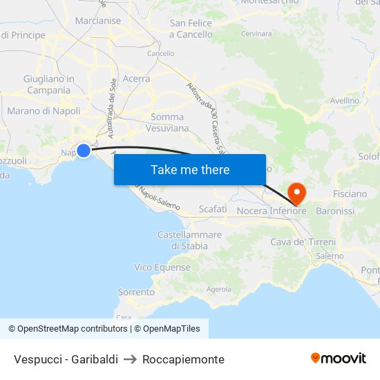 Vespucci - Garibaldi to Roccapiemonte map