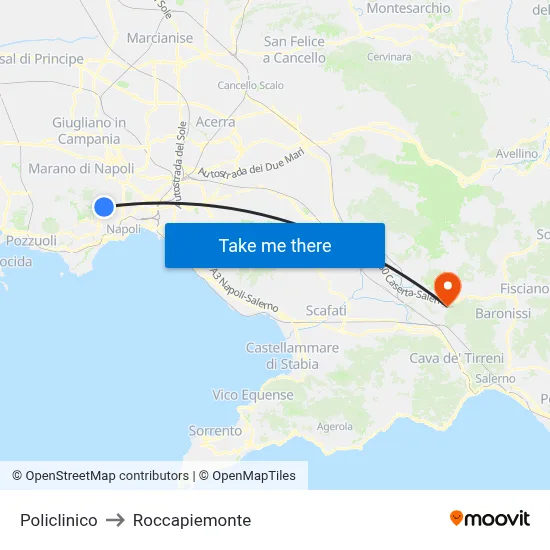 Polyclinic to Roccapiemonte map