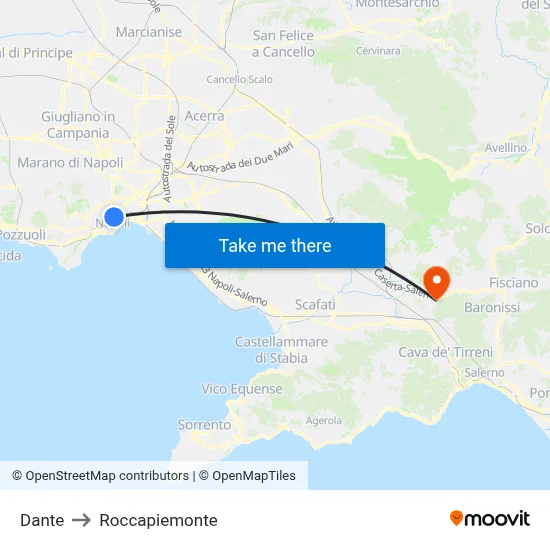 Dante to Roccapiemonte map