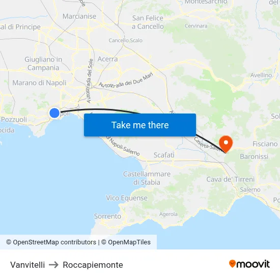 Vanvitelli to Roccapiemonte map
