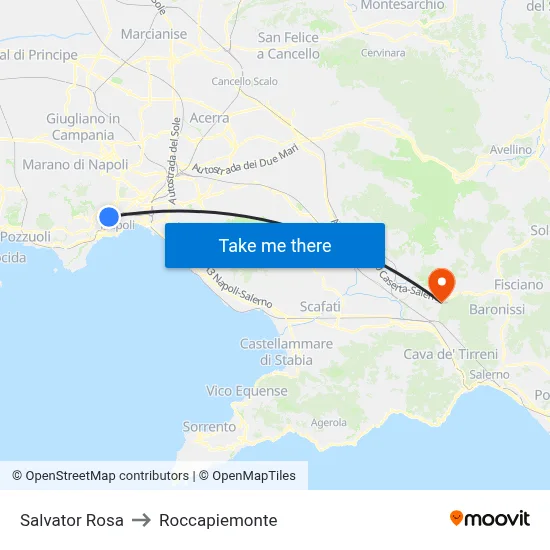Salvator Rosa to Roccapiemonte map