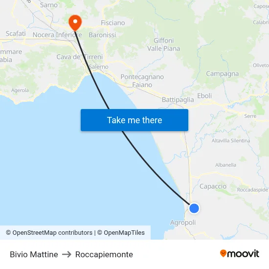 Bivio Mattine to Roccapiemonte map