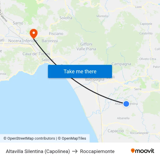 Altavilla Silentina (Terminal) to Roccapiemonte map