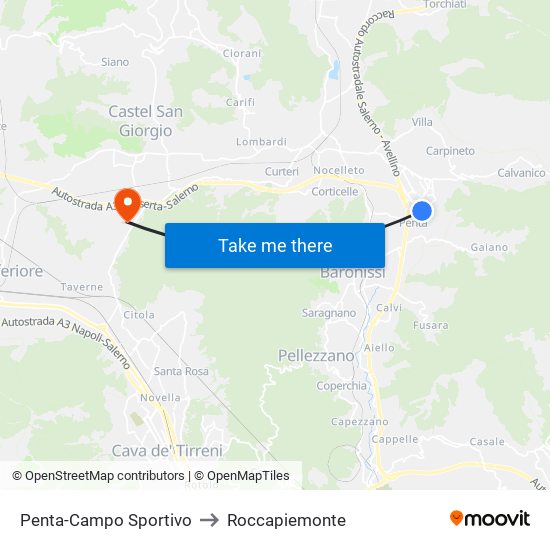 Penta-Campo Sportivo to Roccapiemonte map
