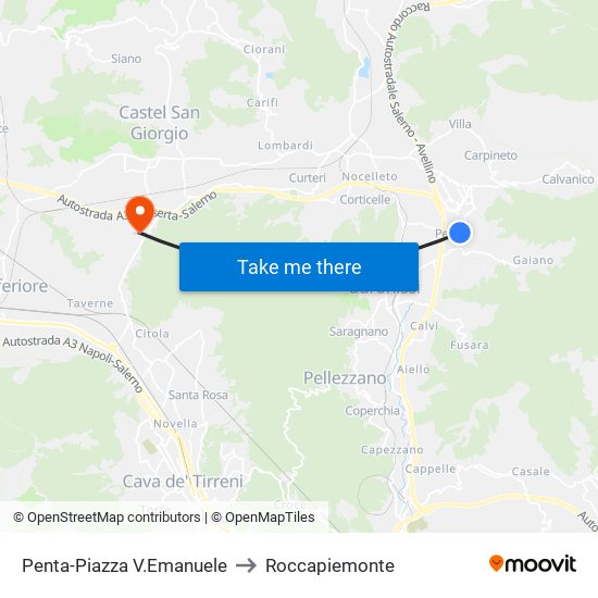 Penta-Piazza V.Emanuele to Roccapiemonte map