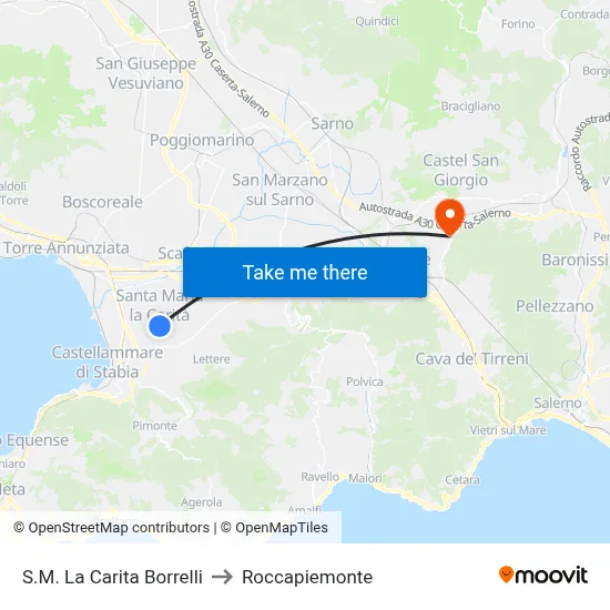 Santa Maria La Carita Borrelli to Roccapiemonte map