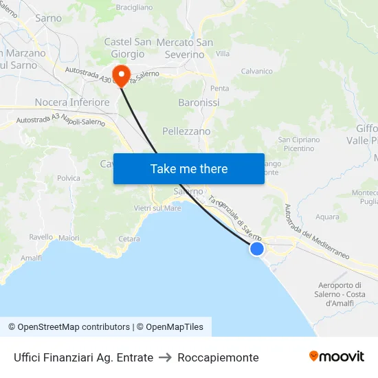 Financial Offices Revenue Agency to Roccapiemonte map