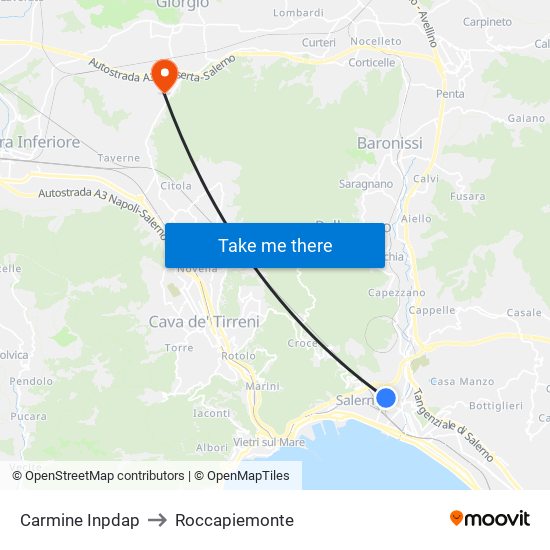 Carmine Inpdap to Roccapiemonte map