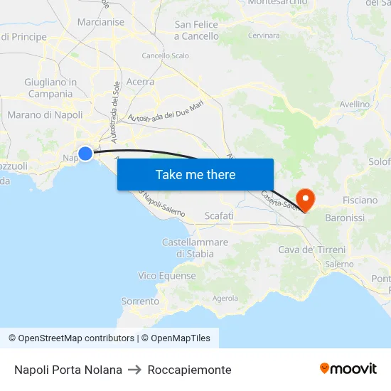 Naples Porta Nolana to Roccapiemonte map