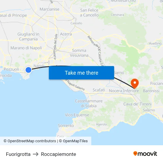 Fuorigrotta to Roccapiemonte map