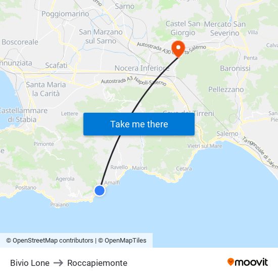 Bivio Lone to Roccapiemonte map