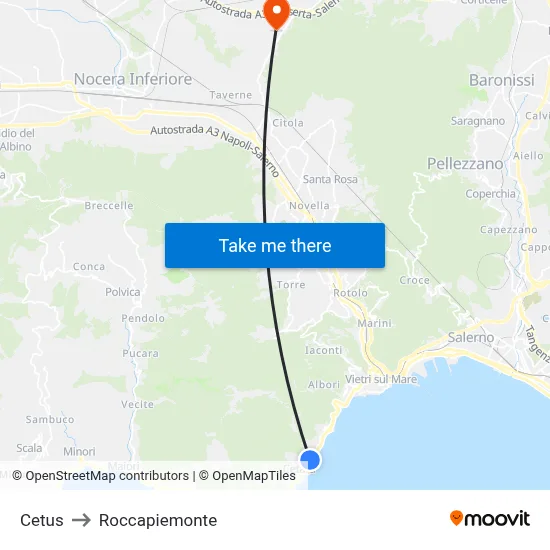 Cetus to Roccapiemonte map