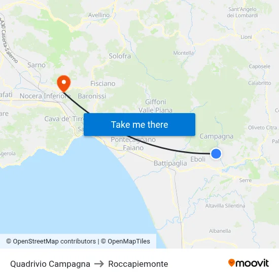 Campagna Crossroads to Roccapiemonte map