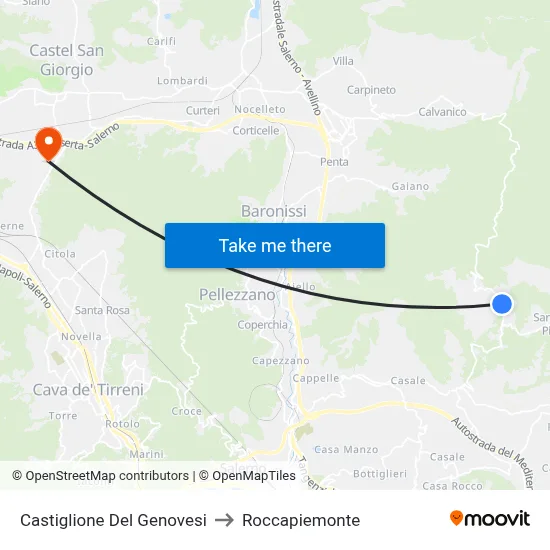 Castiglione Del Genovesi to Roccapiemonte map