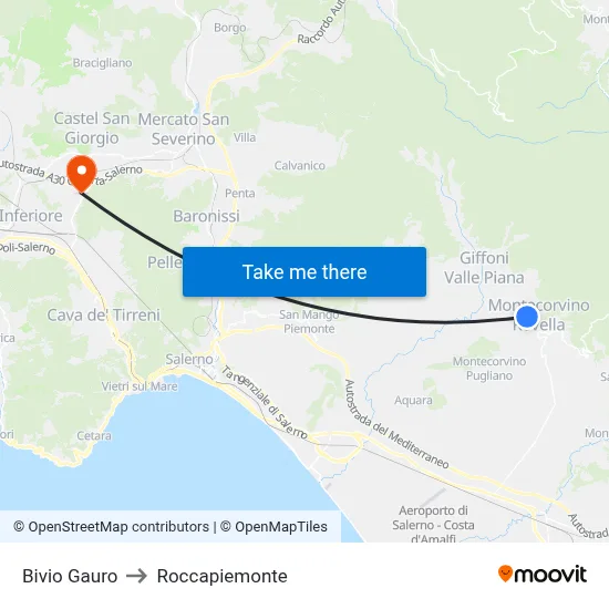Gauro Junction to Roccapiemonte map