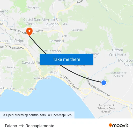 Faiano to Roccapiemonte map