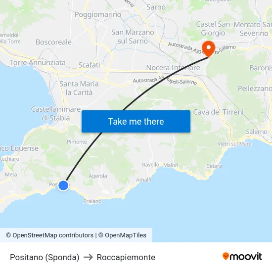 Positano (Bank) to Roccapiemonte map