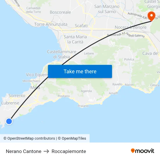 Nerano Cantone to Roccapiemonte map