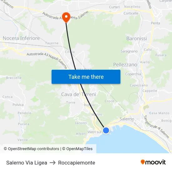 Salerno Via Ligea to Roccapiemonte map