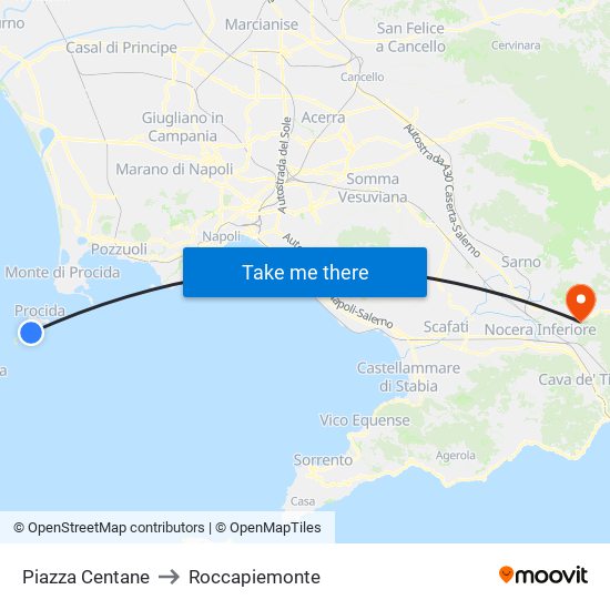 Piazza Centane to Roccapiemonte map