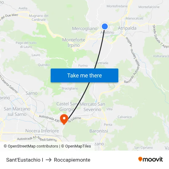 Sant'Eustachio I to Roccapiemonte map
